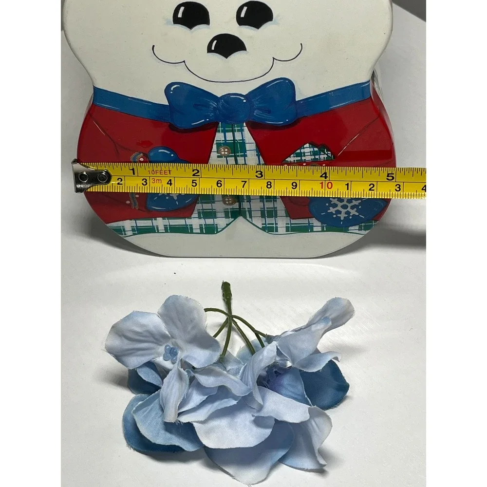 Vintage‎ Snowman Tin Cookie Jar Festive Holiday Kitchenware Collectible